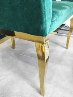 Casa Padrino Luxus Samt Sessel Grün / Gold 78 x 55 x H. 59 cm - Wohnzimmer Sessel - Hotel Sessel - Wohnzimmer Möbel - Luxus Möbel - Wohnzimmer Einrichtung - Luxus Einrichtung - Möbel Luxus