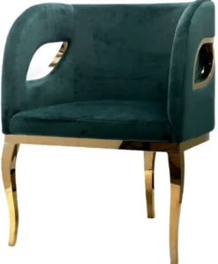 Casa Padrino Luxus Samt Sessel Grün / Gold 78 x 55 x H. 59 cm - Wohnzimmer Sessel - Hotel Sessel - Wohnzimmer Möbel - Luxus Möbel - Wohnzimmer Einrichtung - Luxus Einrichtung - Möbel Luxus
