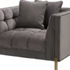 Casa Padrino Luxus Samt Sessel mit 2 Kissen Grau / Messingfarben 104 x 95 x H. 68 cm - Luxus Wohnzimmer Möbel