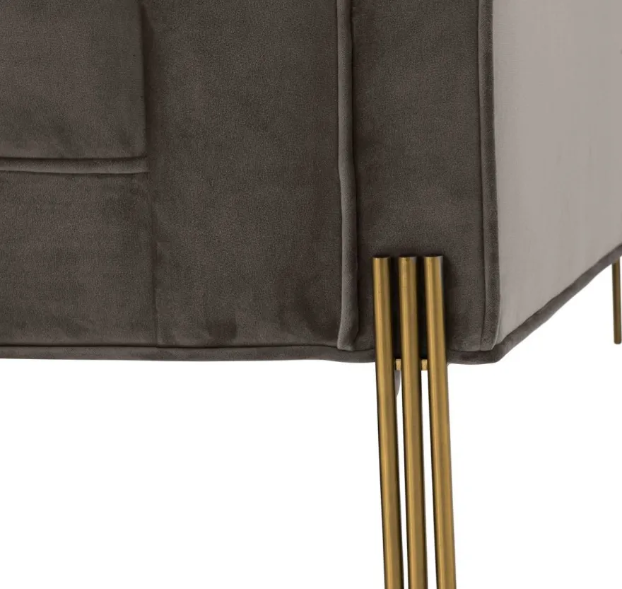 Casa Padrino Luxus Samt Sessel mit 2 Kissen Grau / Messingfarben 104 x 95 x H. 68 cm - Luxus Wohnzimmer Möbel