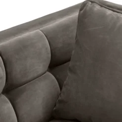 Casa Padrino Luxus Samt Sessel mit 2 Kissen Grau / Messingfarben 104 x 95 x H. 68 cm - Luxus Wohnzimmer Möbel