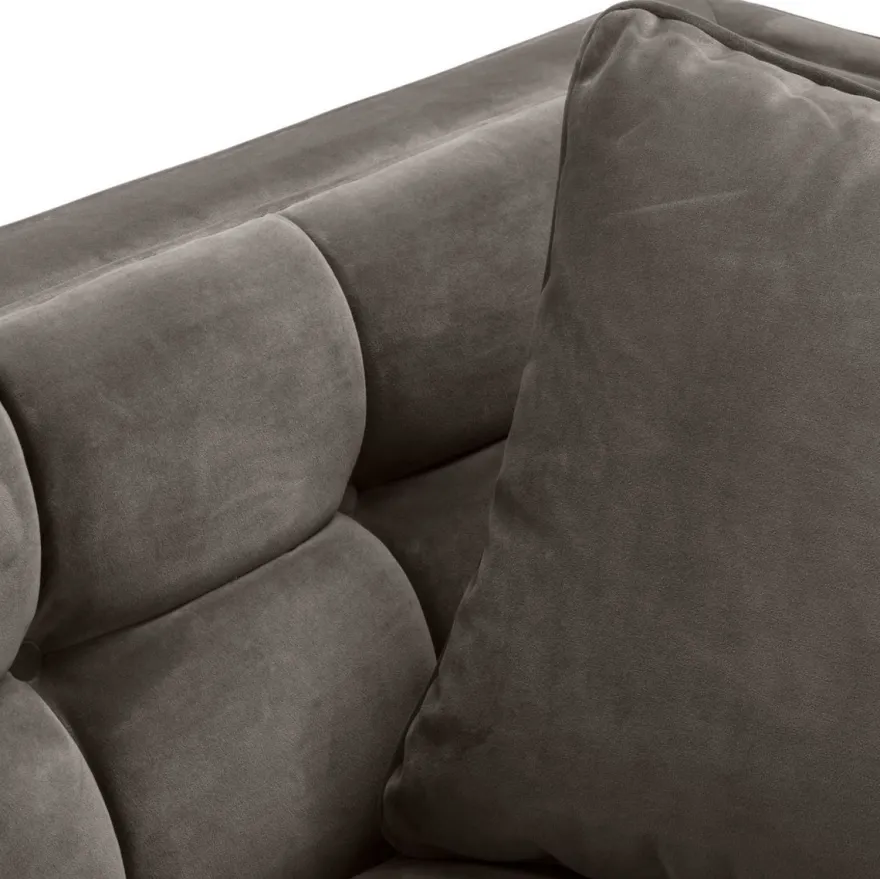 Casa Padrino Luxus Samt Sessel mit 2 Kissen Grau / Messingfarben 104 x 95 x H. 68 cm - Luxus Wohnzimmer Möbel