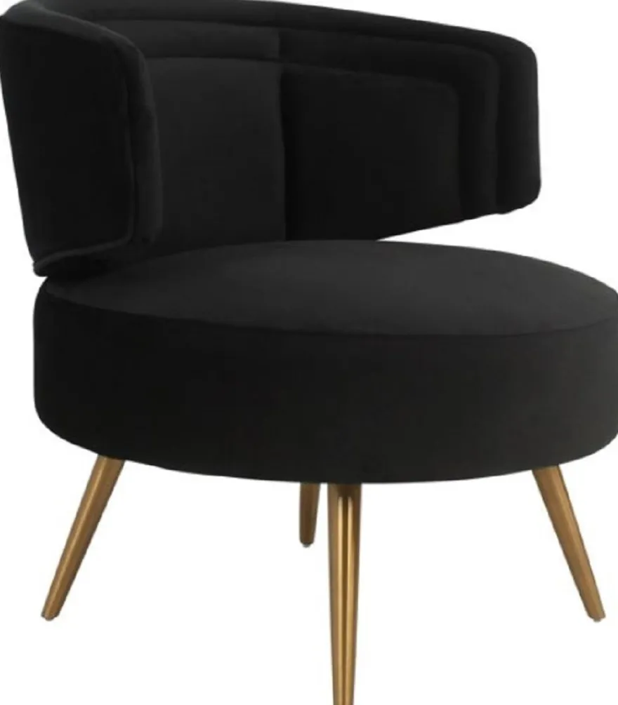 Casa Padrino Luxus Samt Sessel Schwarz / Messing 71 x 73 x H. 73 cm - Wohnzimmer Sessel - Hotel Sessel - Wohnzimmer Möbel - Luxus Möbel - Wohnzimmer Einrichtung - Luxus Einrichtung - Möbel Luxus