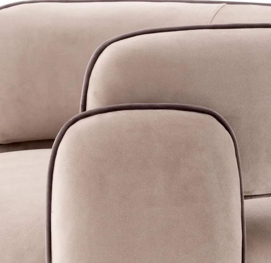 Casa Padrino Luxus Samt Sessel Greige 80 x 71 x H. 68,5 cm - Wohnzimmer Sessel - Hotel Sessel - Wohnzimmer Möbel - Luxus Möbel - Wohnzimmer Einrichtung - Luxus Einrichtung - Möbel Luxus