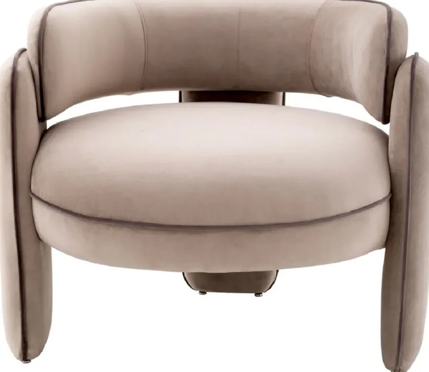 Casa Padrino Luxus Samt Sessel Greige 80 x 71 x H. 68,5 cm - Wohnzimmer Sessel - Hotel Sessel - Wohnzimmer Möbel - Luxus Möbel - Wohnzimmer Einrichtung - Luxus Einrichtung - Möbel Luxus