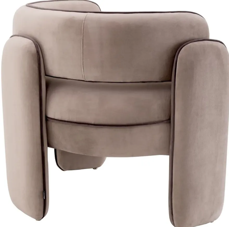 Casa Padrino Luxus Samt Sessel Greige 80 x 71 x H. 68,5 cm - Wohnzimmer Sessel - Hotel Sessel - Wohnzimmer Möbel - Luxus Möbel - Wohnzimmer Einrichtung - Luxus Einrichtung - Möbel Luxus