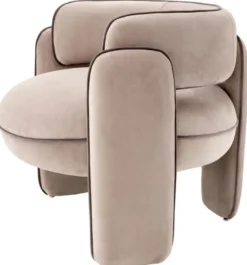 Casa Padrino Luxus Samt Sessel Greige 80 x 71 x H. 68,5 cm - Wohnzimmer Sessel - Hotel Sessel - Wohnzimmer Möbel - Luxus Möbel - Wohnzimmer Einrichtung - Luxus Einrichtung - Möbel Luxus