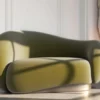 Casa Padrino Luxus Samt Sessel linke Seite Grün / Messing 110 x 105 x H. 78 cm - Wohnzimmer Sessel - Hotel Sessel - Wohnzimmer Möbel - Hotel Möbel - Luxus Möbel