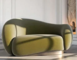 Casa Padrino Luxus Samt Sessel linke Seite Grün / Messing 110 x 105 x H. 78 cm - Wohnzimmer Sessel - Hotel Sessel - Wohnzimmer Möbel - Hotel Möbel - Luxus Möbel