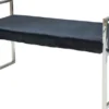 Casa Padrino Luxus Samt Sitzbank mit verchromtem Edelstahl Gestell Schwarz / Silber 103 x 41 x H. 48 cm - Wohnzimmermöbel