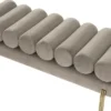 Casa Padrino Luxus Samt Sitzbank Grau / Messing 130 x 45 x H. 42 cm - Wohnzimmer Bank - Schlafzimmer Bank - Wohnzimmer Möbel - Schlafzimmer Möbel - Luxus Möbel - Luxus Einrichtung