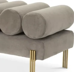 Casa Padrino Luxus Samt Sitzbank Grau / Messing 130 x 45 x H. 42 cm - Wohnzimmer Bank - Schlafzimmer Bank - Wohnzimmer Möbel - Schlafzimmer Möbel - Luxus Möbel - Luxus Einrichtung