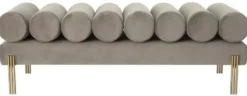 Casa Padrino Luxus Samt Sitzbank Grau / Messing 130 x 45 x H. 42 cm - Wohnzimmer Bank - Schlafzimmer Bank - Wohnzimmer Möbel - Schlafzimmer Möbel - Luxus Möbel - Luxus Einrichtung