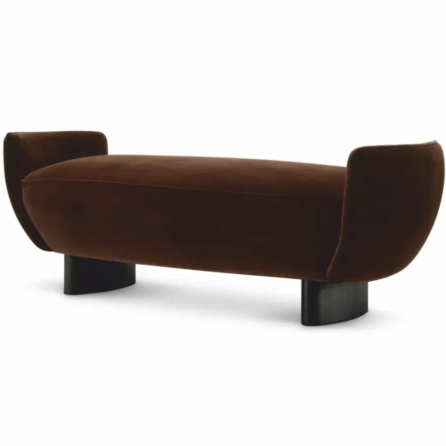 Casa Padrino Luxus Samt Sitzbank Braun / Schwarz 151 cm - Luxus Hotel Möbel