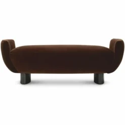 Casa Padrino Luxus Samt Sitzbank Braun / Schwarz 151 cm - Luxus Hotel Möbel