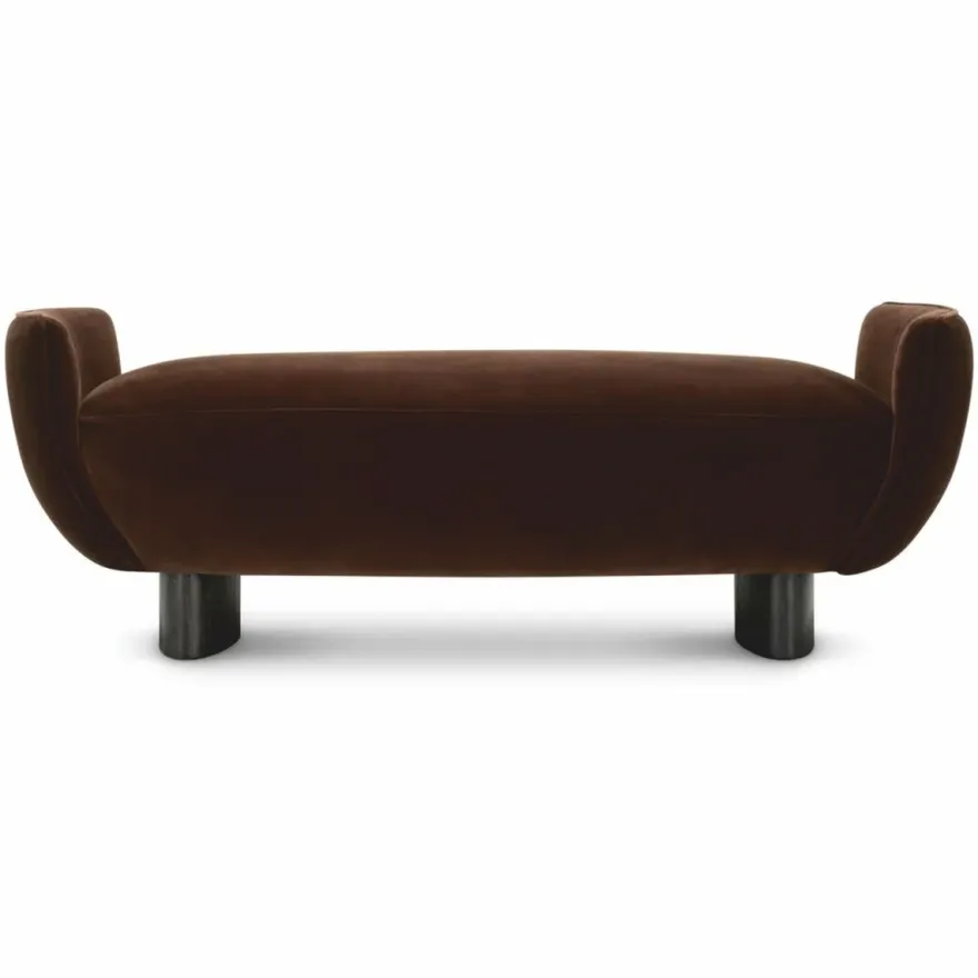 Casa Padrino Luxus Samt Sitzbank Braun / Schwarz 151 cm - Luxus Hotel Möbel