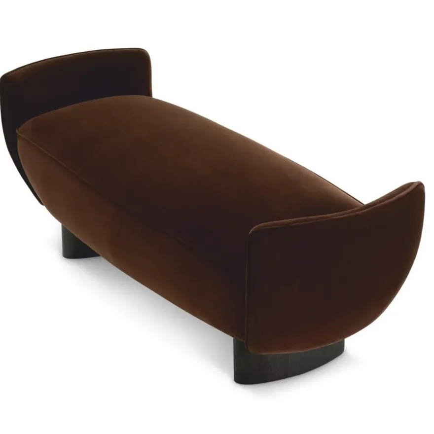 Casa Padrino Luxus Samt Sitzbank Braun / Schwarz 151 cm - Luxus Hotel Möbel