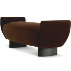 Casa Padrino Luxus Samt Sitzbank Braun / Schwarz 151 cm - Luxus Hotel Möbel