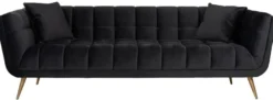 Casa Padrino Luxus Samt Sofa Anthrazit / Gold 230 x 91 x H. 75 cm - Wohnzimmer Sofa - Wohnzimmer Möbel - Luxus Möbel - Wohnzimmer Einrichtung - Luxus Einrichtung - Luxus Qualität