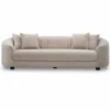 Casa Padrino Luxus Samt Sofa Creme / Schwarz 241 cm - Wohnzimmer & Hotel Möbel