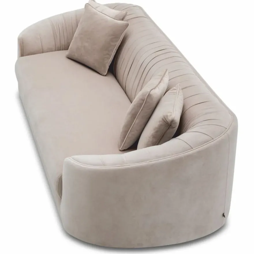 Casa Padrino Luxus Samt Sofa Creme / Schwarz 241 cm - Wohnzimmer & Hotel Möbel