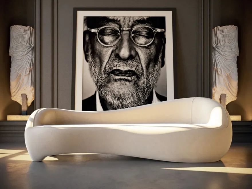 Casa Padrino Luxus Samt Sofa Creme 280 x 105 x H. 68 cm - Wohnzimmer Sofa - Hotel Sofa - Wohnzimmer Möbel - Hotel Möbel - Luxus Möbel