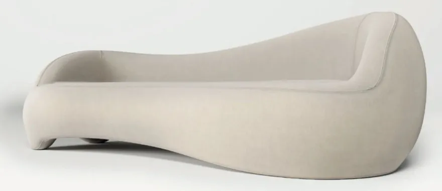 Casa Padrino Luxus Samt Sofa Creme 280 x 105 x H. 68 cm - Wohnzimmer Sofa - Hotel Sofa - Wohnzimmer Möbel - Hotel Möbel - Luxus Möbel