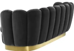 Casa Padrino Luxus Samt Sofa Dunkelgrau / Messingfarben 225 x 90 x H. 80 cm - Wohnzimmer Sofa - Luxus Qualität