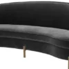 Casa Padrino Luxus Samt Sofa Dunkelgrau / Messingfarben 230 x 103 x H. 78 cm - Gebogenes Wohnzimmer Sofa - Designer Möbel
