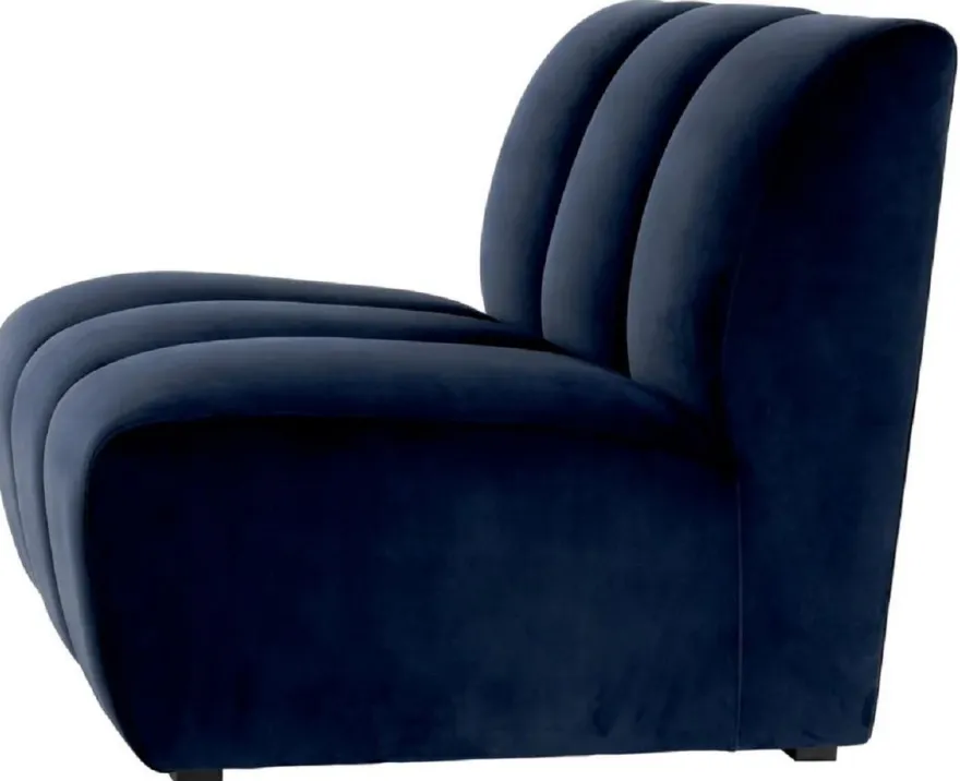 Casa Padrino Luxus Samt Sofa Element Mitternachtsblau / Schwarz 108,5 x 94,5 x H. 83 cm - Erweiterbares Wohnzimmer Sofa - Wohnzimmer Möbel - Luxus Möbel