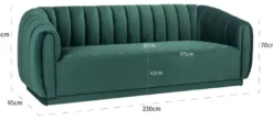 Casa Padrino Luxus Samt Sofa Grün 230 x 95 x H. 84 cm - Wohnzimmer Sofa - Wohnzimmer Möbel - Luxus Möbel - Wohnzimmer Einrichtung - Luxus Einrichtung - Luxus Qualität