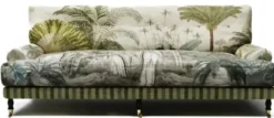 Casa Padrino Luxus Samt Sofa Grün / Mehrfarbig / Schwarz / Messing 200 x 100 x H. 87 cm - Wohnzimmer Sofa - Hotel Sofa - Wohnzimmer Möbel - Hotel Möbel - Luxus Möbel - Wohnzimmer Einrichtung
