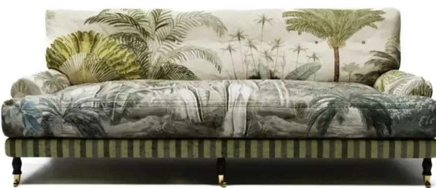 Casa Padrino Luxus Samt Sofa Grün / Mehrfarbig / Schwarz / Messing 200 x 100 x H. 87 cm - Wohnzimmer Sofa - Hotel Sofa - Wohnzimmer Möbel - Hotel Möbel - Luxus Möbel - Wohnzimmer Einrichtung