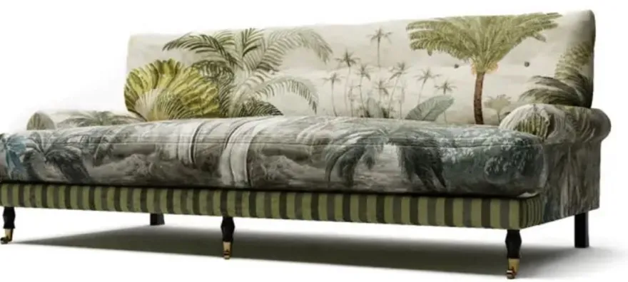 Casa Padrino Luxus Samt Sofa Grün / Mehrfarbig / Schwarz / Messing 200 x 100 x H. 87 cm - Wohnzimmer Sofa - Hotel Sofa - Wohnzimmer Möbel - Hotel Möbel - Luxus Möbel - Wohnzimmer Einrichtung