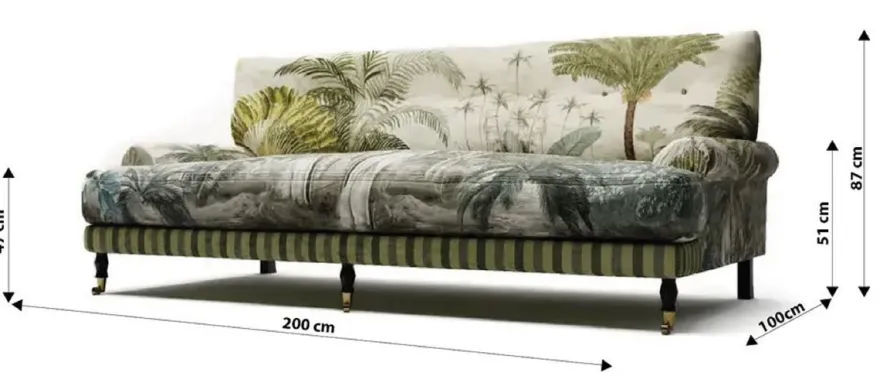 Casa Padrino Luxus Samt Sofa Grün / Mehrfarbig / Schwarz / Messing 200 x 100 x H. 87 cm - Wohnzimmer Sofa - Hotel Sofa - Wohnzimmer Möbel - Hotel Möbel - Luxus Möbel - Wohnzimmer Einrichtung