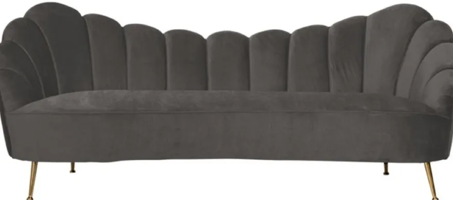 Casa Padrino Luxus Samt Sofa Grau / Gold 230 x 94 x H. 90 cm - Wohnzimmer Sofa mit edlem Samtstoff - Wohnzimmer Möbel - Luxus Möbel - Wohnzimmer Einrichtung - Luxus Einrichtung