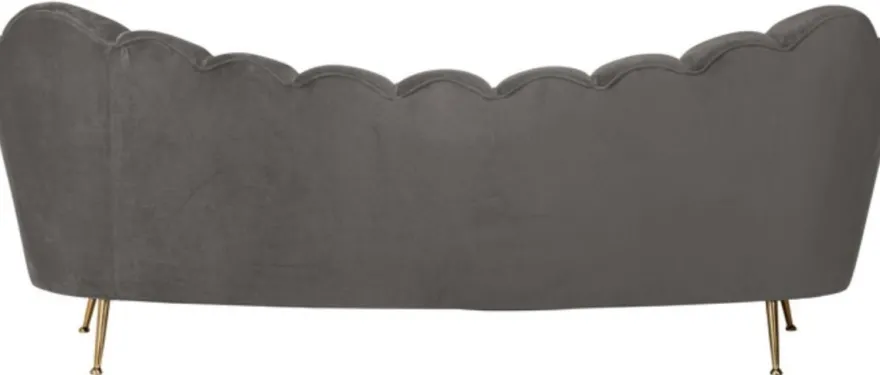 Casa Padrino Luxus Samt Sofa Grau / Gold 230 x 94 x H. 90 cm - Wohnzimmer Sofa mit edlem Samtstoff - Wohnzimmer Möbel - Luxus Möbel - Wohnzimmer Einrichtung - Luxus Einrichtung