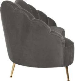 Casa Padrino Luxus Samt Sofa Grau / Gold 230 x 94 x H. 90 cm - Wohnzimmer Sofa mit edlem Samtstoff - Wohnzimmer Möbel - Luxus Möbel - Wohnzimmer Einrichtung - Luxus Einrichtung