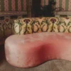 Casa Padrino Luxus Samt Sofa mit Barocken Musterstoff Rosa / Bunt 220 cm - Hotel Möbel - Wohnzimmer Möbel - Büro Möbel - Luxus Möbel