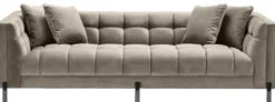 Casa Padrino Luxus Samt Sofa mit 4 Kissen Greige / Schwarz 231 x 95 x H. 68 cm - Wohnzimmer Sofa - Luxus Qualität