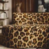 Casa Padrino Luxus Samt Sofa mit Leoparden Design 180 cm - Wohnzimmer & Hotel Möbel