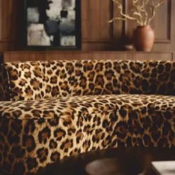 Casa Padrino Luxus Samt Sofa mit Leoparden Design 180 cm - Wohnzimmer & Hotel Möbel