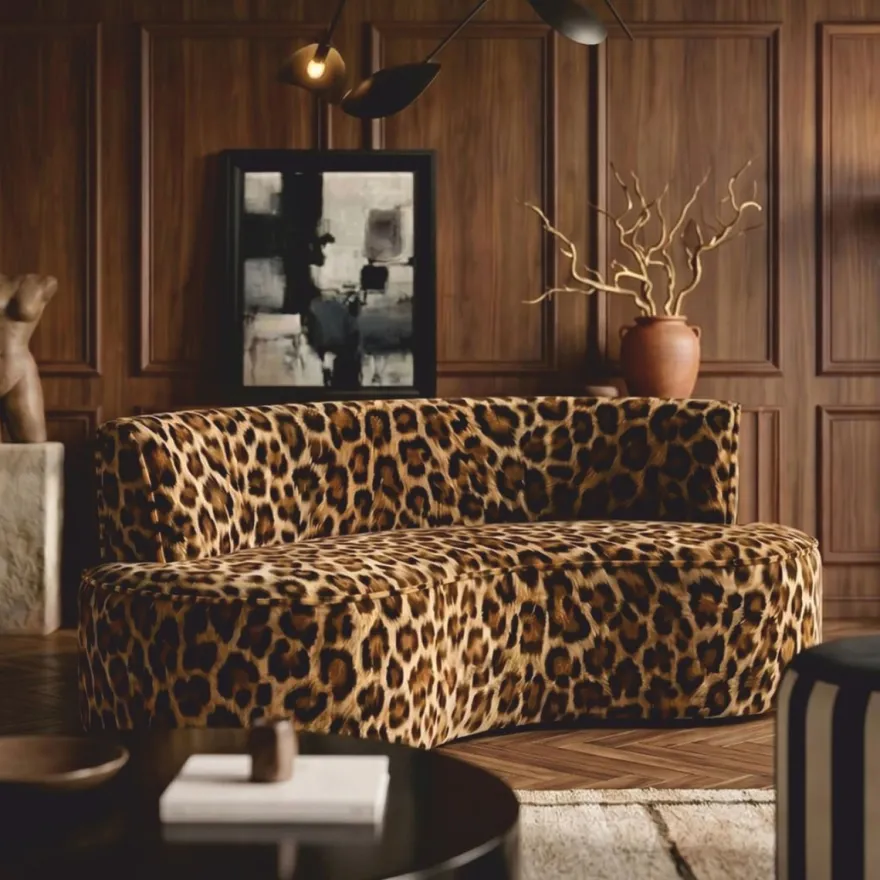 Casa Padrino Luxus Samt Sofa mit Leoparden Design 180 cm - Wohnzimmer & Hotel Möbel
