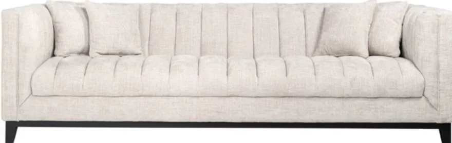 Casa Padrino Luxus Samt Sofa Naturfarben / Schwarz 255 x 91 x H. 77 cm - Wohnzimmer Sofa mit 4 Kissen - Wohnzimmer Möbel - Luxus Möbel - Wohnzimmer Einrichtung - Luxus Einrichtung - Luxus Qualität