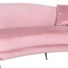 Casa Padrino Luxus Samt Sofa Rosa / Gold 240 x 100 x H. 77 cm - Gebogenes Wohnzimmer Sofa mit 2 dekorativen Kissen - Luxus Wohnzimmer Möbel