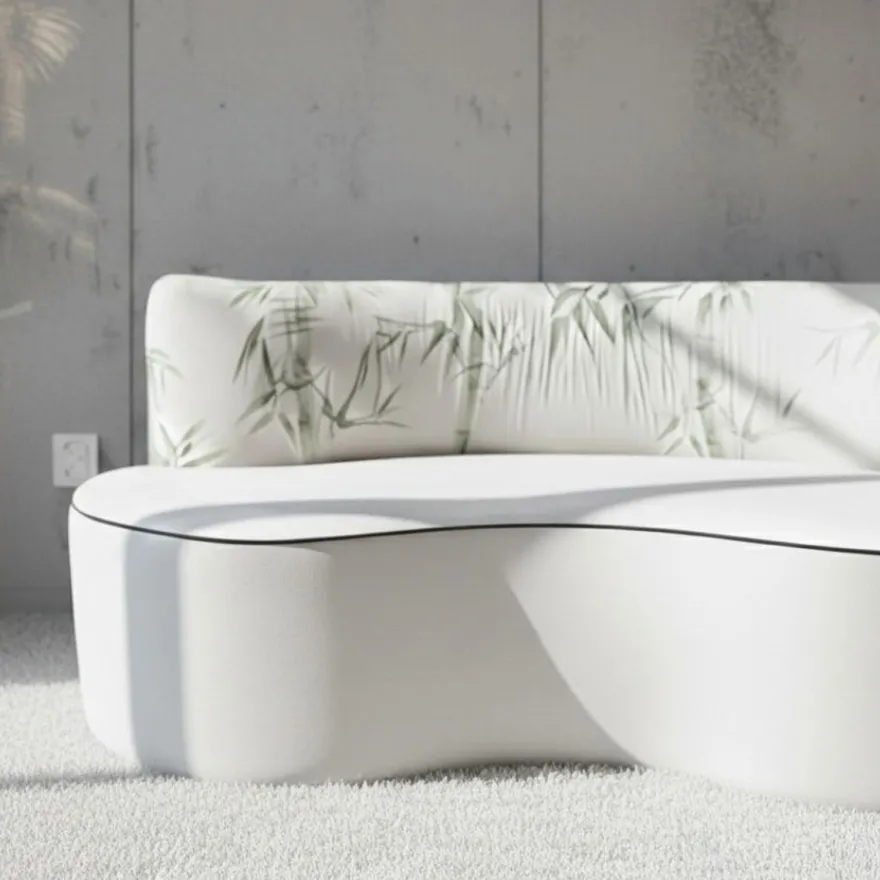 Casa Padrino Luxus Samt Sofa Weiß / Grün 180 cm - Gebogenes Wohnzimmer Sofa - Luxus Wohnzimmer Möbel - Hotel Möbel