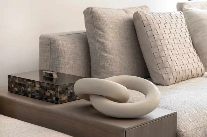 Casa Padrino Luxus Sandstein Deko Objekt Ringe Creme-Beige - Wohnzimmer Dekoration