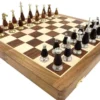 Casa Padrino Luxus Schach Set Braun / Beige / Silber / Gold 40 x 40 cm - Zusammenklappbares Holz Schachspiel - Holz Schachbrett mit Messing Schachfiguren - Luxus Deko Accessoires