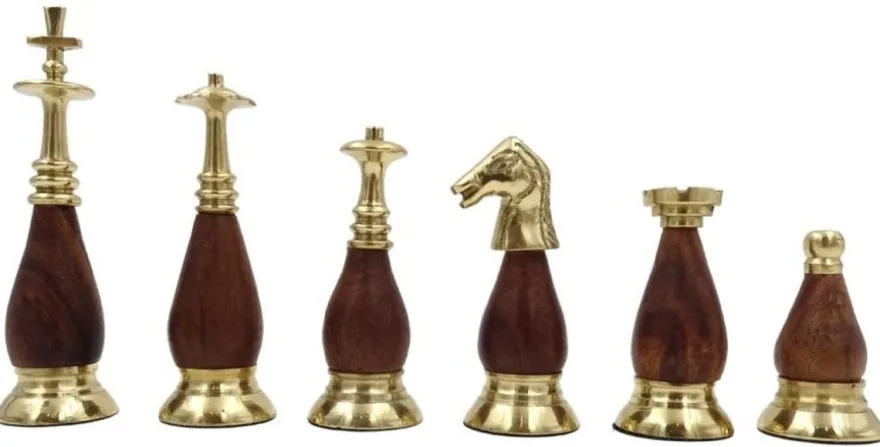 Casa Padrino Luxus Schach Set Braun / Beige / Silber / Gold 40 x 40 cm - Zusammenklappbares Holz Schachspiel - Holz Schachbrett mit Messing Schachfiguren - Luxus Deko Accessoires