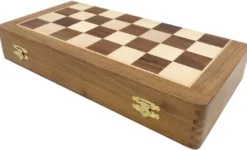 Casa Padrino Luxus Schach Set Braun / Beige / Silber / Gold 40 x 40 cm - Zusammenklappbares Holz Schachspiel - Holz Schachbrett mit Messing Schachfiguren - Luxus Deko Accessoires